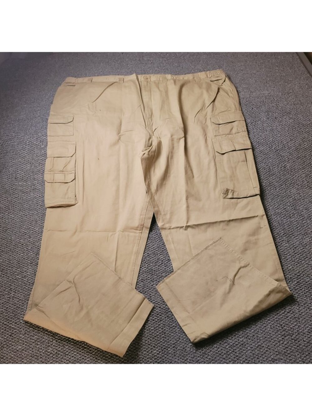 Boulder Creek Cargo Pants Mens 60 x38L Big Tall Khaki Elastic LL Chino Beige y2K